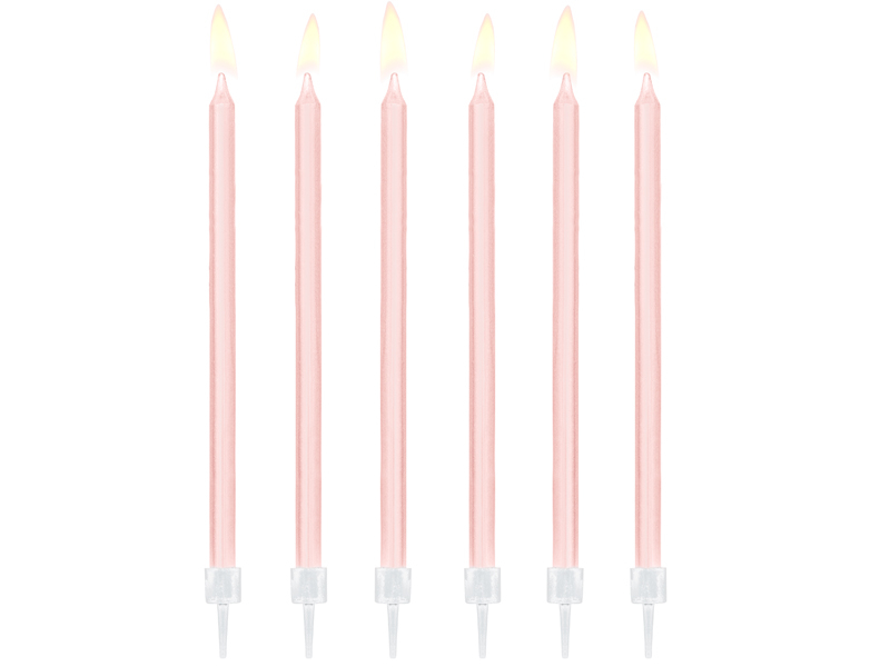 Parastās dzimšanas dienas sveces, gaiši rozā, 14cm (12gb)